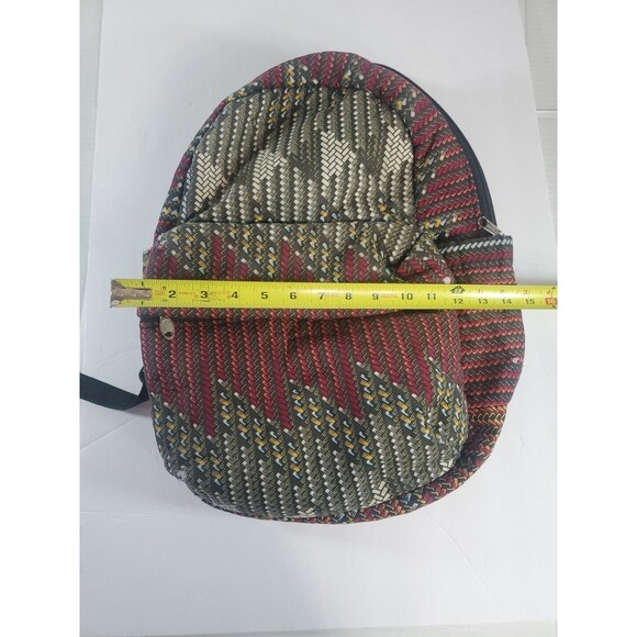Ankara‎ Print Kente Style Backpack Book Rucksack Handmade Bag Nice Some Wear - Picture 10 of 11